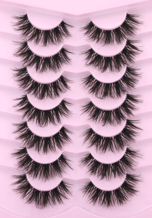 False Eyelashes Clear Band Faux Mink Lashes Fluffy 18mm Long Dramatic Invisible Wispy Lashes Fake Eye Lashes Pack by Kiromiro 6D Clear Band