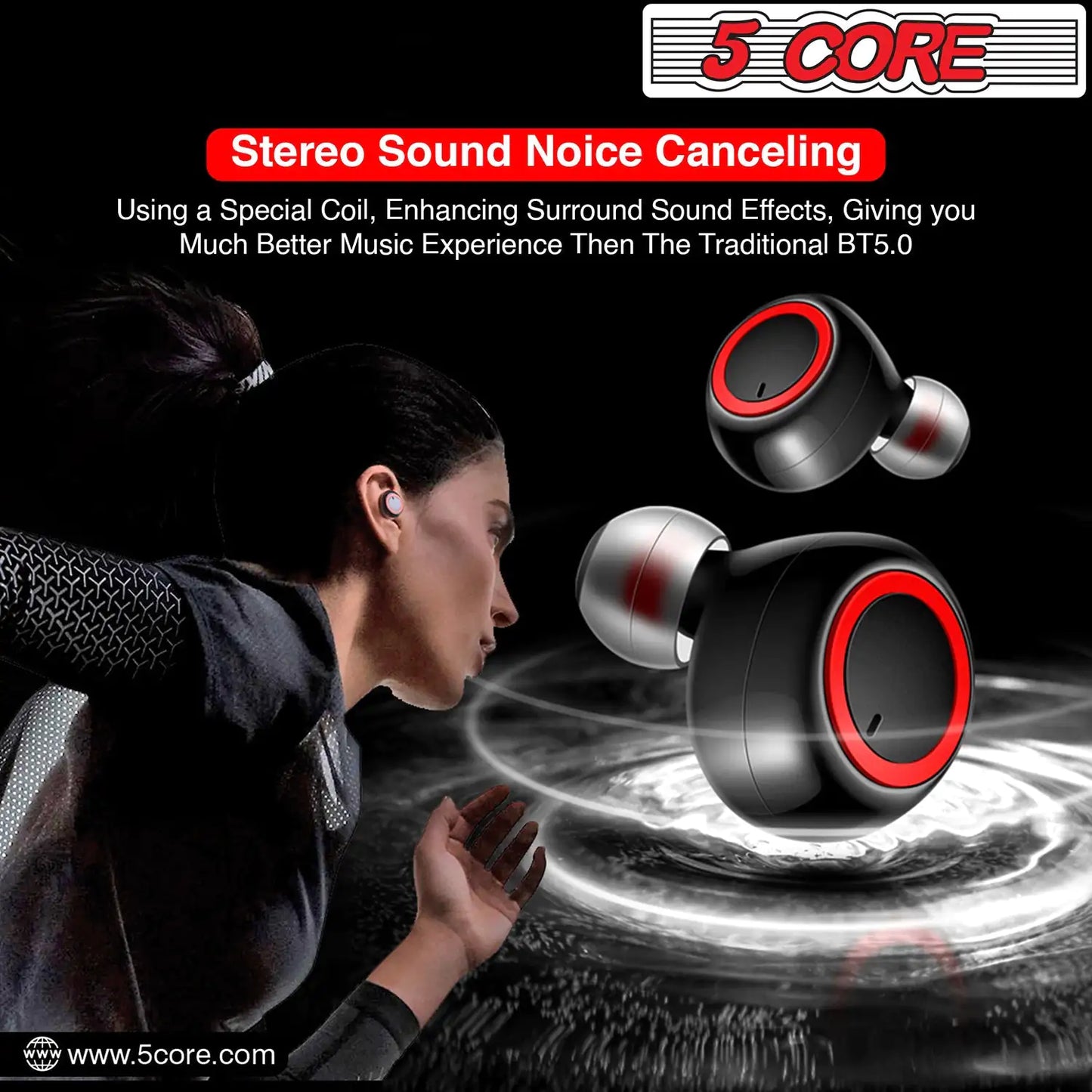 5 Core Wireless Ear Buds Mini Bluetooth Earbud Headphones Wire Less 32 Hours Playtime IPX8