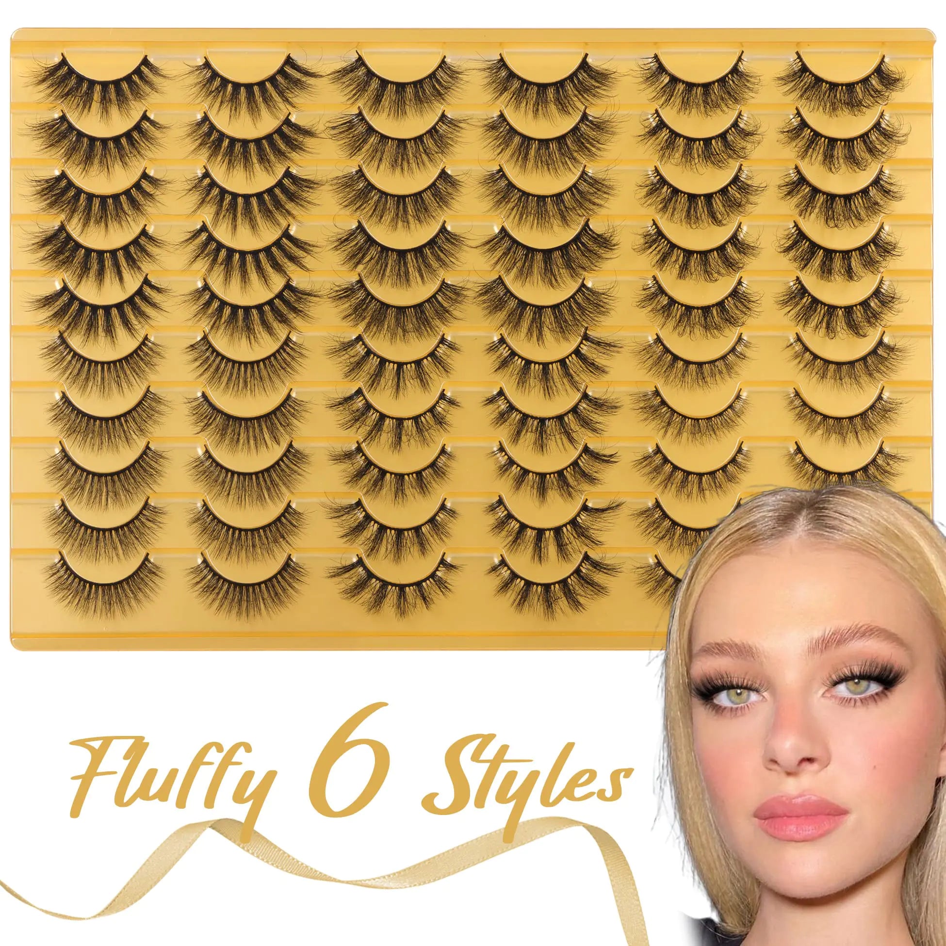 False Eyelashes 30 Pairs Faux Mink Lashes Fluffy Volume Wholesale Eyelashes Wispy Strip Lashes Cat Eye Fake Lashes 6 Styles Multipack by ALICE Z2719