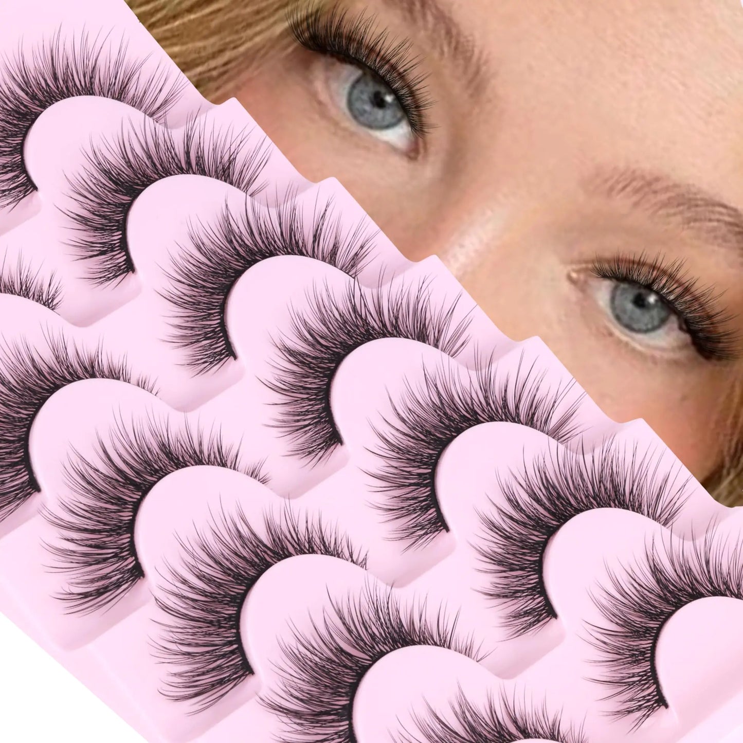 Lashes Wispy Natural False Eyelashes Mink Lashes 7 Pairs Cat Eye Lashes 3D Soft Lightweight Lashes Reusable Strip Lashes by EYDEVRO Wispy C Curl