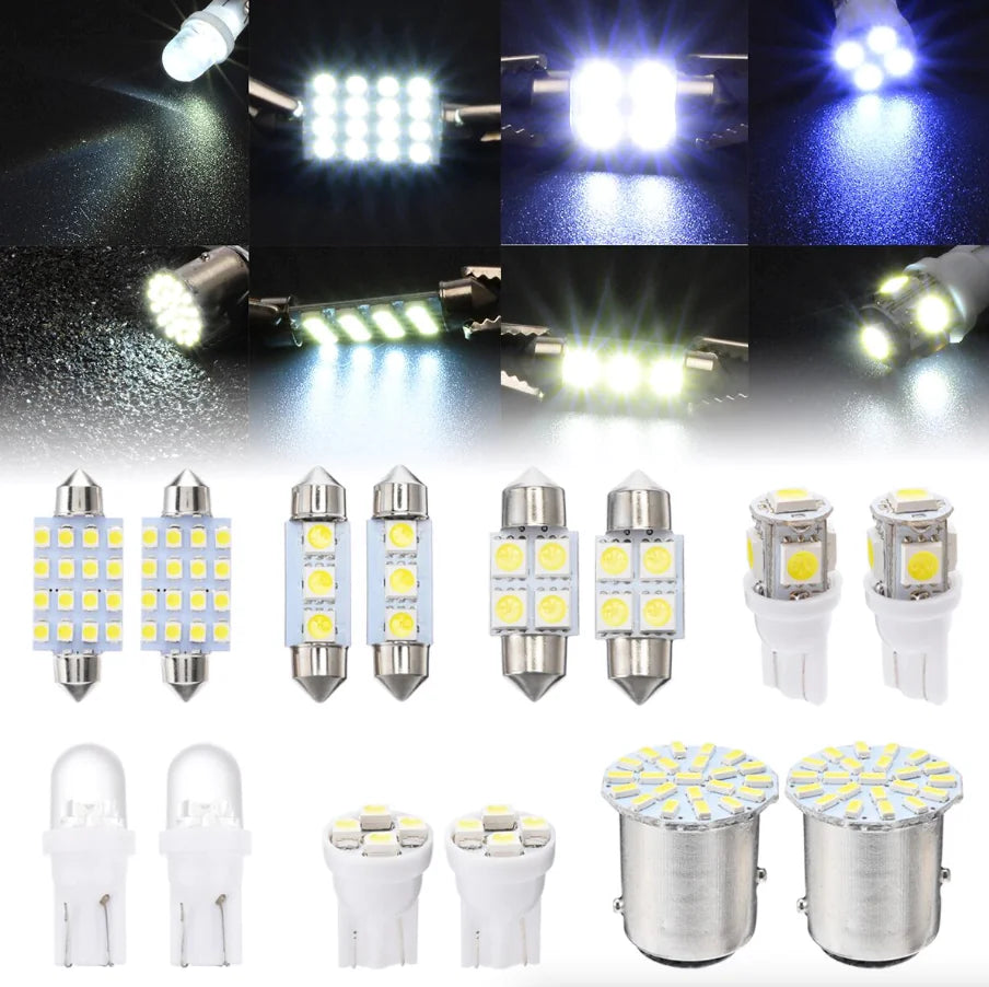 14Pcs T10 36mm LED Interior Car Accessories Kit Map Dome License Plate Lights