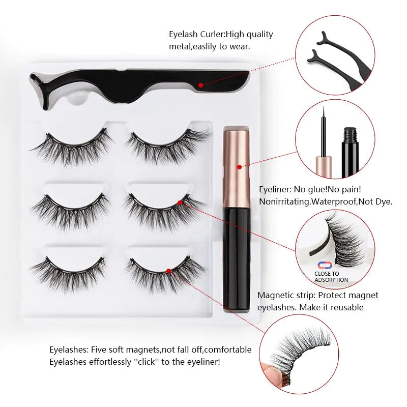 New 1/3Pairs Magnetic Eyelashes False Lashes