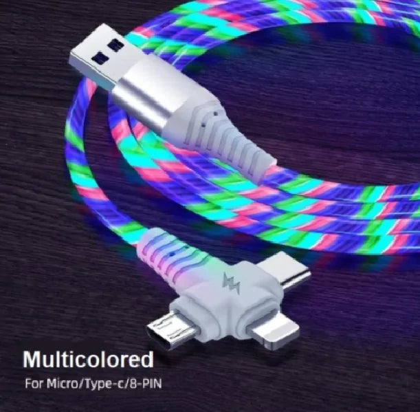 3 in 1 LED Flowing Charging Cable