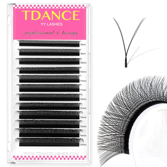 TDANCE YY Lash Extensions C Curl 0.07mm Thickness Volume Extension 4D Fans 10mm YY Lashes Long Lasting Easy Application Lashes Premade Fans Matte Black Lashes(YY, C-0.07,10mm) YY-C-0.07 10 mm