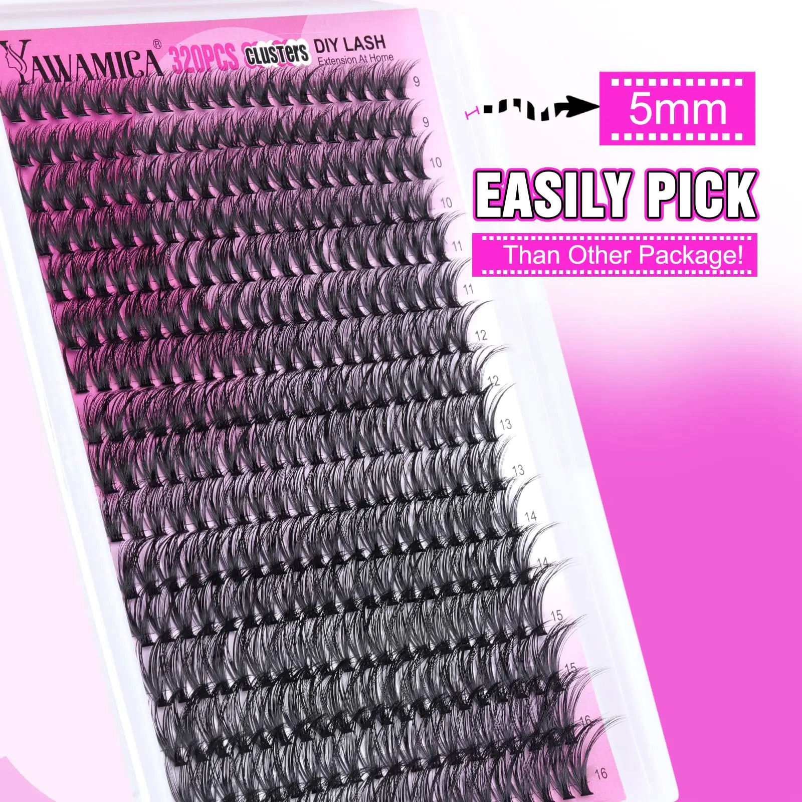 Individual Lashes 320pcs Lash Clusters 40D 9-16mm Mix DIY Lash Extension D Curl Eyelash Clusters Eyelash Extension Wispy Cluster Lashes DIY for Self Application by Yawamica (40D-0.07D, 9-16mix) 40D-Lashes