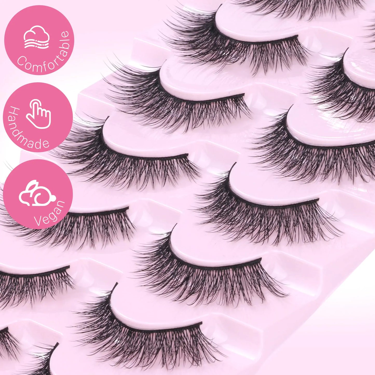 Lashes Wispy Natural False Eyelashes Mink Lashes 7 Pairs Cat Eye Lashes 3D Soft Lightweight Lashes Reusable Strip Lashes by EYDEVRO Wispy C Curl