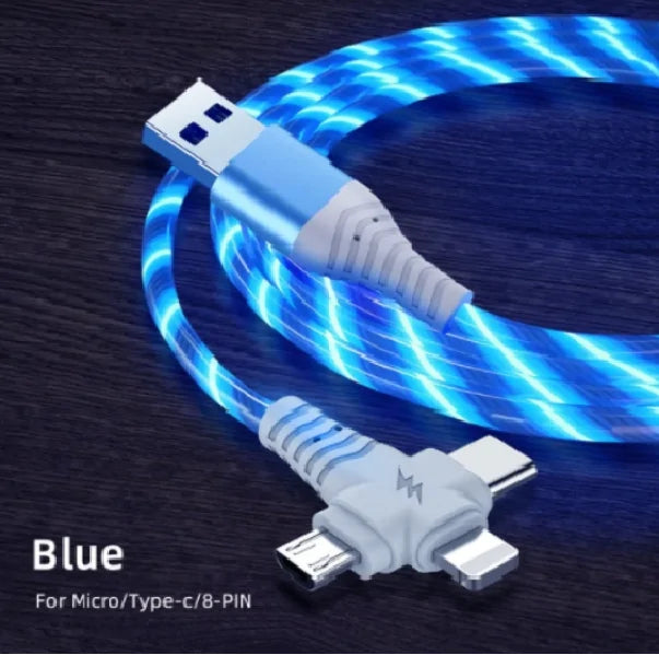 3 in 1 LED Flowing Charging Cable