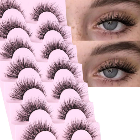 Lashes Wispy Natural False Eyelashes Mink Lashes 7 Pairs Cat Eye Lashes 3D Soft Lightweight Lashes Reusable Strip Lashes by EYDEVRO Wispy C Curl