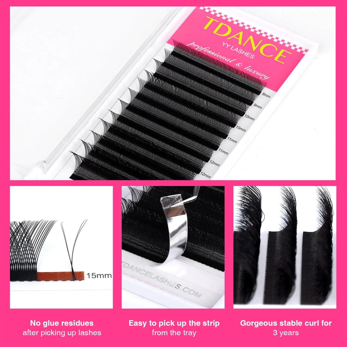 TDANCE YY Lash Extensions C Curl 0.07mm Thickness Volume Extension 4D Fans 10mm YY Lashes Long Lasting Easy Application Lashes Premade Fans Matte Black Lashes(YY, C-0.07,10mm) YY-C-0.07 10 mm