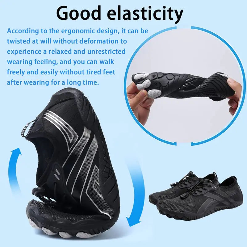 Water Shoes Men,Mens Water Shoes,Water Shoes Women,Barefoot Shoes,Quick Dry Aqua Swim Shoes,Slip-on Soft Beach Shoes,Quick Dry Water Shoes,Aqua Sports Outdoor Shoes for Pool Beach Surf Walk Water Yoga 6 Women/5 Men Black-3