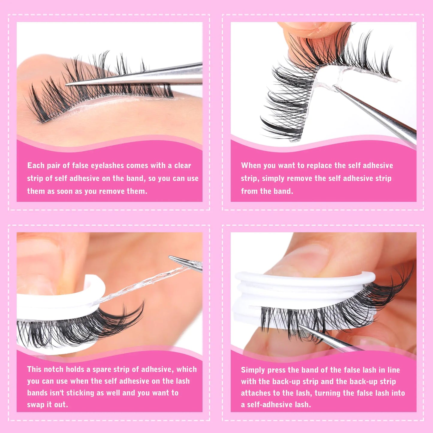 ALICROWN Self Adhesive Eyelashes Natural Wispy Fake Lashes Manga False Eyelashes Anime Fluffy Eyelashes Self Adhesive Lashes No Glue Needed False Lashes 4 Pairs E- Self Adhesive Manga