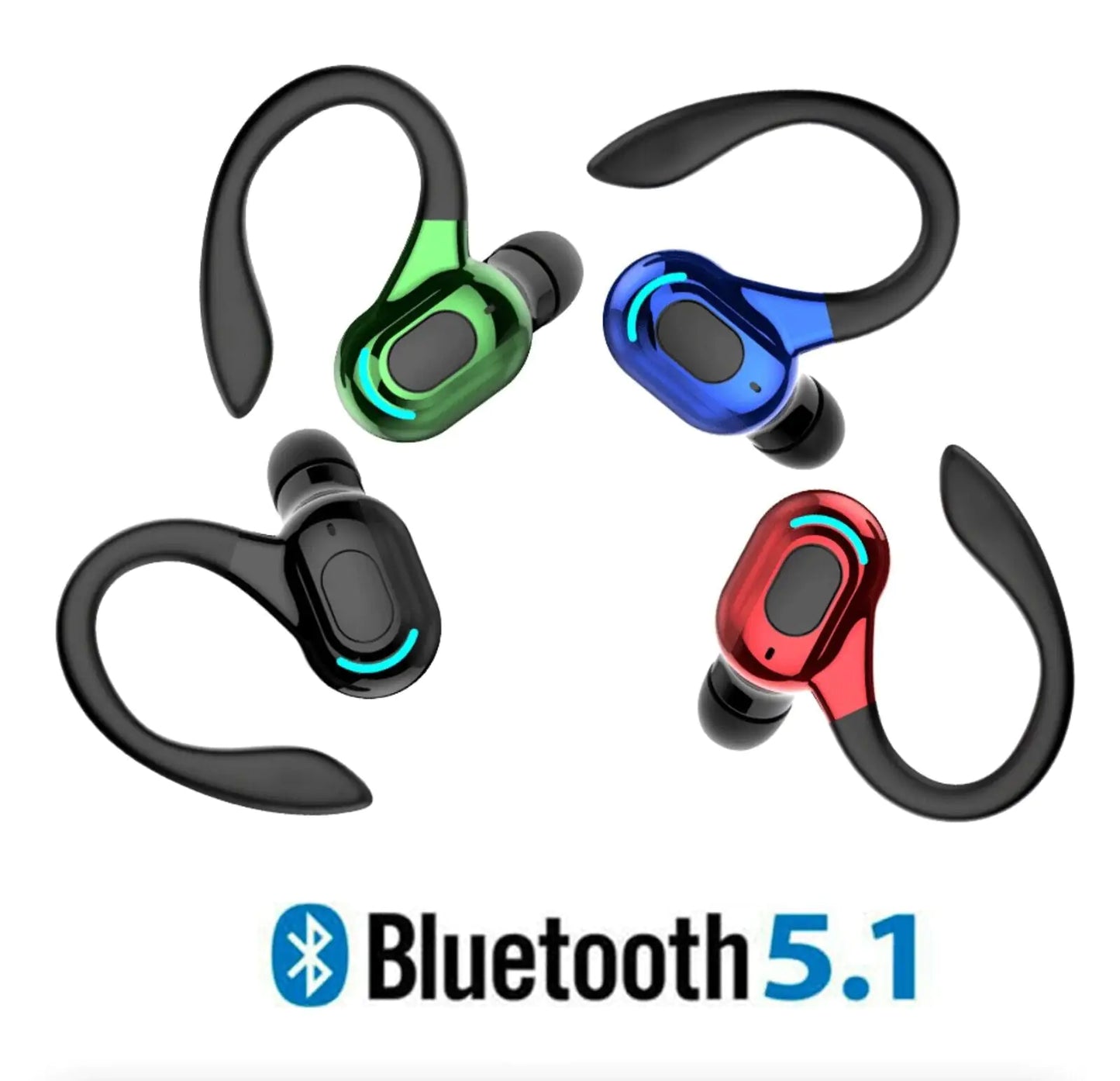 New Bluetooth 5.1 Headset Wireless Earbuds Earphones Stereo Headphones Ear Hook